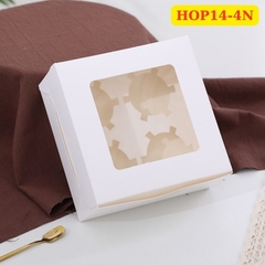 HOP144N - HỘP ĐỰNG BÁNH CUPCAKE MUFFIN 4 BÁNH