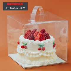 HỘP BÁNH KEM MICA TRONG SUỐT 5 INCH KT 16x16x15CM - HOPBK5IN