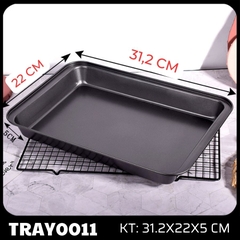 TRAY0011 - KHAY NƯỚNG BÁNH KÍCH THƯỚC 31.2 X 22 X 5 CM CHỐNG DÍNH MÀU ĐEN