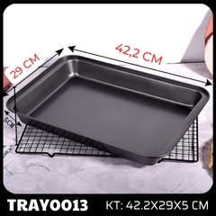 TRAY0013 - KHAY NƯỚNG BÁNH KÍCH THƯỚC 42.2 X 29 X 5 CM CHỐNG DÍNH MÀU ĐEN