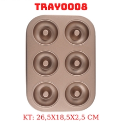KHAY NƯỚNG 6 BÁNH DONUT CHỐNG DÍNH VÀNG - TRAY0008