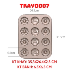 KHAY NƯỚNG 12 BÁNH DONUT NHIỀU MẪU - TRAY0007