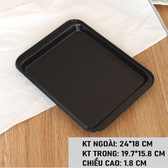 Khay Nướng Bánh Mì Chống Dính Hình Chữ Nhật Màu Đen 24 x18 CM - TRAYA2D