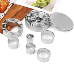 DC0034 - Khuôn RING Mousse Cookies Cutter KHUÔN Nhấn Dụng Cụ Làm Bánh Quy Hình Tròn Bộ 12 khuôn