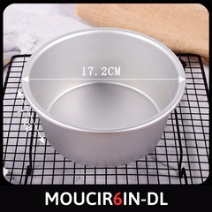 Khuôn Tròn Đế Liền 6 INCHES Nướng Bánh Bông Lan Gato Dụng Cụ Làm Bánh Sinh Nhật Nhôm Trắng Cao Cấp ĐK 17.2 CM