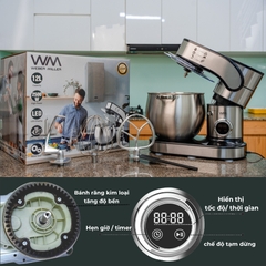 Máy Nhồi Bột Đánh Trứng Đánh Kem Để Bàn Weber Miller 12 Lít Đa Năng Hỗ Trợ Kinh Doanh Café Muối Công Suất 2500W Cao Cấp Nhào Trộn Bột Tốt Nhất - WMS603E