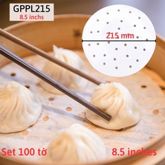 GPPL215 - Set 100 Tờ Giấy Nến Lót Khay Hấp Nướng Bánh Bao Đục Lỗ ĐK 215 mm