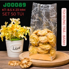 TÚI ĐỰNG BÁNH QUY MADELEINES SET 50 TÚI DẬP NHIỆT KT 8.5*23 CM