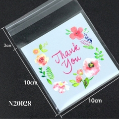 TÚI ĐỰNG BÁNH QUY GIÁNG SINH SET 100 TÚI HÌNH HOA KEO TỰ DÍNH 10*10+3 CM - N20028
