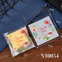 TÚI ĐỰNG BÁNH QUY GIÁNG SINH SET 100 TÚI HÌNH HOA KEO TỰ DÍNH 7*7+3 CM - N10054