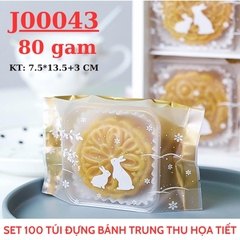 Túi Đựng Bánh Trung Thu 80 Gam Set 100 Túi Họa Tiết Thỏ Trắng - J00043