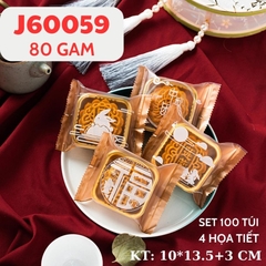 Túi Đựng Bánh Trung Thu 80 Gam Set 100 Túi 4 Họa Tiết - J60059