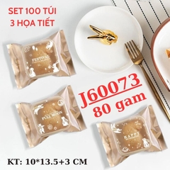 Túi Đựng Bánh Trung Thu 80 Gam Set 100 Túi 3 Họa Tiết Thỏ Mặt Trăng - J60073