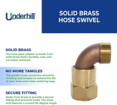 Phụ kiện vòi xoay ống nước bằng đồng Underhill cho sân golf 3/4in Fpt x 3/4in MHT