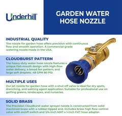 Vòi phun nước Underhill Precision Cloudburst với van điều điều khiển lưu lượng cao 48 GPM 80 PSI, 3/4 inch x 1 inch - HN4800CV
