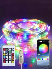 Dây Led nháy đuổi chịu nước dài 10m, hơn 200 kiểu nháy. Điều khiển bằng app điện thoại kèm remote sử dụng đầu usb
