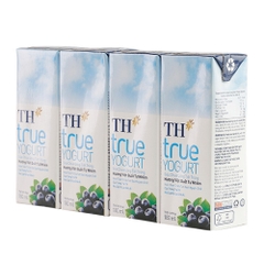 Lốc Sữa Chua Uống Tiệt Trùng Hương Việt Quất tự nhiên TH True Yogurt 180mlx4