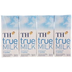 Sữa Tươi Tiệt Trùng Ít Đường TH true MILK 180 ml lốc 4 hộp
