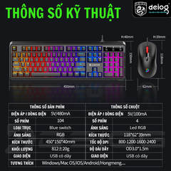 COMBO PHÍM CƠ CÓ DÂY CHÍNH HÃNG DEIOG AK-116