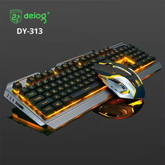 COMBO PHÍM CHUỘT CÓ DÂY CHÍNH HÃNG DEIOG DY-313 LED RGB (ĐEN)