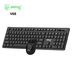 COMBO PHÍM CHUỘT KHÔNG DÂY CHÍNH HÃNG V68 2.4G (ĐEN)