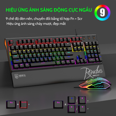 COMBO PHÍM CHUỘT CÓ DÂY CHÍNH HÃNG DEIOG DY-M115 LED RGB (ĐEN) KÈM GIÁ ĐỠ CHỐNG MỎI