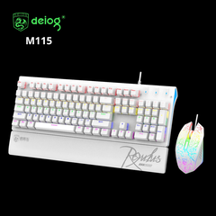 COMBO PHÍM CHUỘT CÓ DÂY CHÍNH HÃNG DEIOG DY-M115 LED RGB (TRẮNG) KÈM GIÁ ĐỠ CHỐNG MỎI