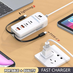 BỘ HUB CHUYỂN ĐA NĂNG 6IN1 (2PD + 2USB) KÈM DÂY LIGHTNING VÀ TYPE-C