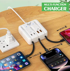 BỘ HUB CHUYỂN ĐA NĂNG 7IN1 (2PD + 2USB) KÈM DÂY LIGHTNING + TYPE-C + MICRO