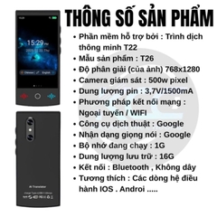 MÁY PHIÊN DỊCH THÔNG MINH T26 HỖ TRỢ DỊCH TRỰC TUYẾN, NGOẠI TUYẾN