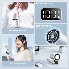 QUẠT TÍCH ĐIỆN CẦM TAY SÒ LẠNH K801 TÍCH HỢP ĐÈN PIN DUNG LƯỢNG 4000MAH
