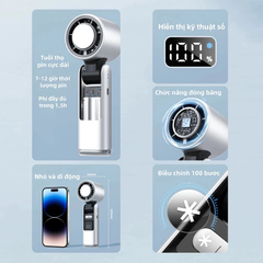 QUẠT TÍCH ĐIỆN CẦM TAY SÒ LẠNH K801 TÍCH HỢP ĐÈN PIN DUNG LƯỢNG 4000MAH