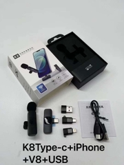 MIC THU ÂM K8 CHUI TYPE-C+IPHONE+MICRO+USB LIVESTREAM