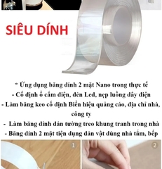 BĂNG KEO NANO 2 MẶT SIÊU DÍNH TRONG SUỐT DÀI 3M GIÁ SỈ