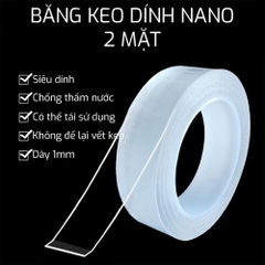 BĂNG KEO NANO 2 MẶT SIÊU DÍNH TRONG SUỐT DÀI 3M GIÁ SỈ