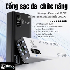 PIN SẠC DỰ PHÒNG CHÍNH HÃNG DEIOG DY-301 30.000MAH SẠC NHANH 22.5W