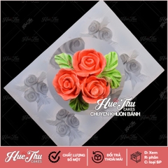 Khuôn silicon Hoa Hồng Nhí 3 bông (vỉ 6 hình) làm bánh rau câu 3D 4D nhấn xôi, fondant, socola, nến hanmade