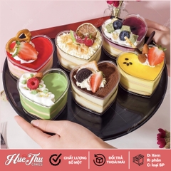 Ly nhựa hình trái tim đựng bánh Mousse có nắp (10 cái)