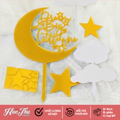 Que cắm Happy Birthday Trăng Sao trang trí bánh sinh nhật, bánh rau câu