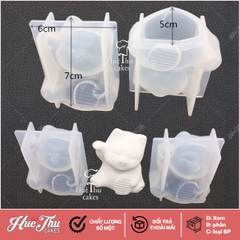 Khuôn silicon Mèo Thần Tài làm bánh rau câu 3D 4D nhấn xôi, fondant, socola, nến hanmade