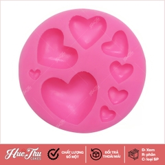 Khuôn silicon Trái Tim (vỉ 8 hình) làm bánh rau câu 3D 4D nhấn xôi, fondant, socola, nến hanmade