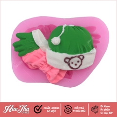 Khuôn silicon Mũ Len, Găng Tay, Nơ làm bánh rau câu 3D 4D nhấn xôi, fondant, socola, nến hanmade