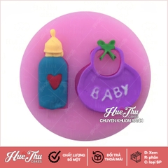 Khuôn silicon Bình Bú, Khăn Yếm làm bánh rau câu 3D 4D nhấn xôi, fondant, socola, nến hanmade
