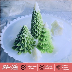 Bộ khuôn silicon 3 Cây Thông + 2 Ngôi Nhà Tuyết làm bánh rau câu 3D 4D nhấn xôi, fondant, socola, nến hanmade