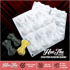 Khuôn silicon Chiếc Nơ (vỉ 6 cái) làm bánh rau câu 3D 4D nhấn xôi, fondant, socola, nến hanmade