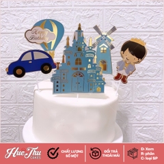 Que cắm Lâu đài, Công chúa/Hoàng tử, Bóng bay... 5 chi tiết trang trí bánh rau câu, bánh kem