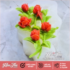 Khuôn silicon Cành Hồng làm bánh rau câu 3D 4D nhấn xôi, fondant, socola, nến hanmade
