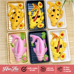 Hộp Đế Đen/Trắng/Vàng 25cm cao 7.5cm HC4 (10/50 hộp) đựng bánh rau câu cá chép, bông lan, xôi, cơm