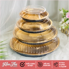Hộp Nhựa Vàng Hình Tròn HC5 16/20/25/28/32cm (10 hộp, có nắp) đựng bánh rau câu cá chép, đựng bánh các loại