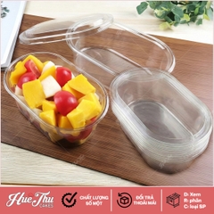 Hộp Nhựa PET JB-11 (10/50 hộp) - Hộp nhựa đựng bánh oval đựng bánh rau câu, bông lan, pudding
